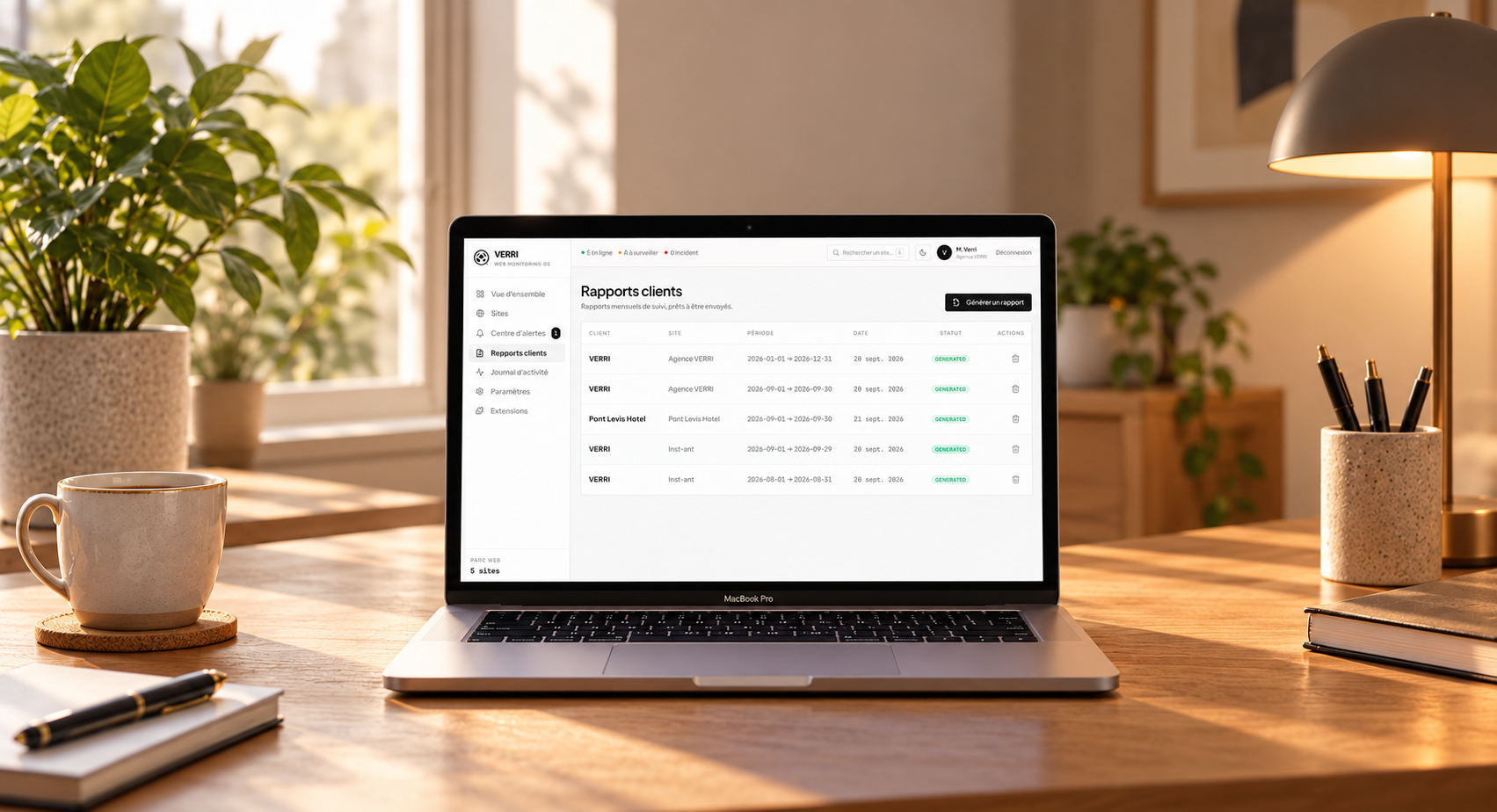 Rapports clients NEXA présentés sur un MacBook