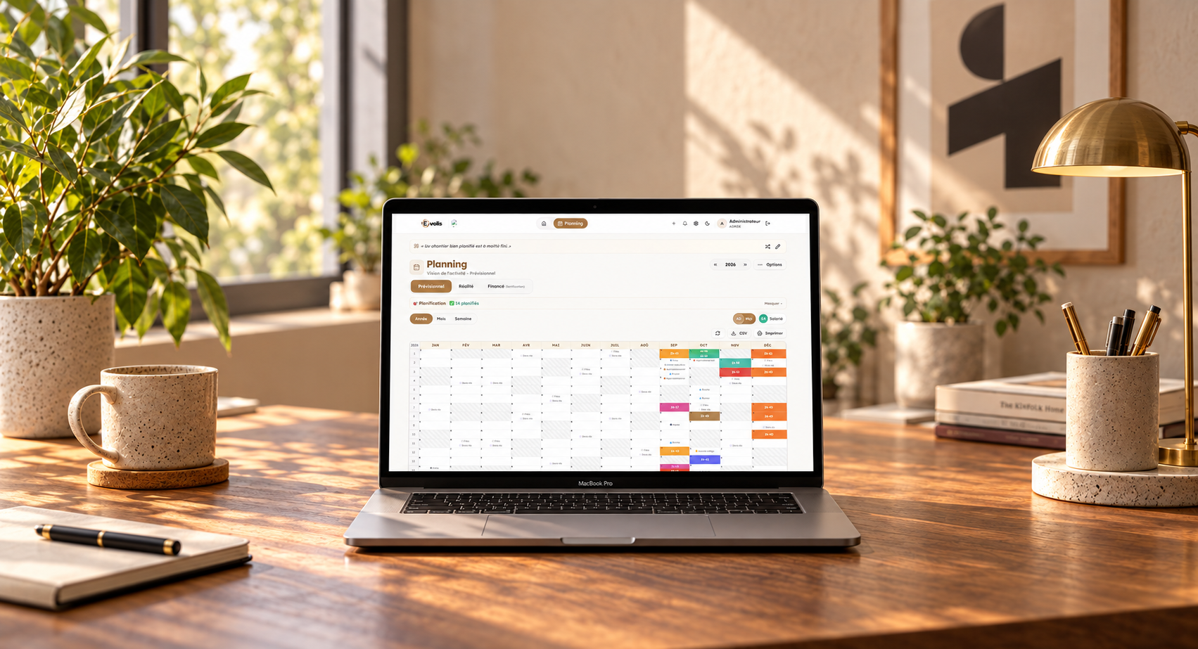 Planning EVOLIS présenté sur un MacBook